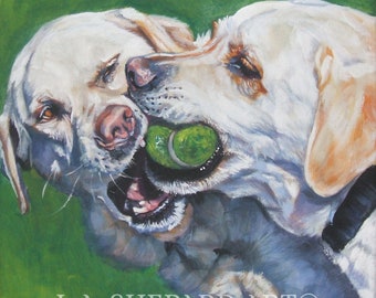 Labrador Retriever ŻÓŁTY LAB pies portret artystyczny na płótnie DRUK obrazu LAShepard 12x12"