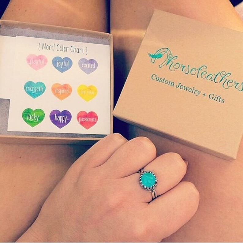 Small Brass Mood Ring Real Color Changing Mood Jewelry Etsy