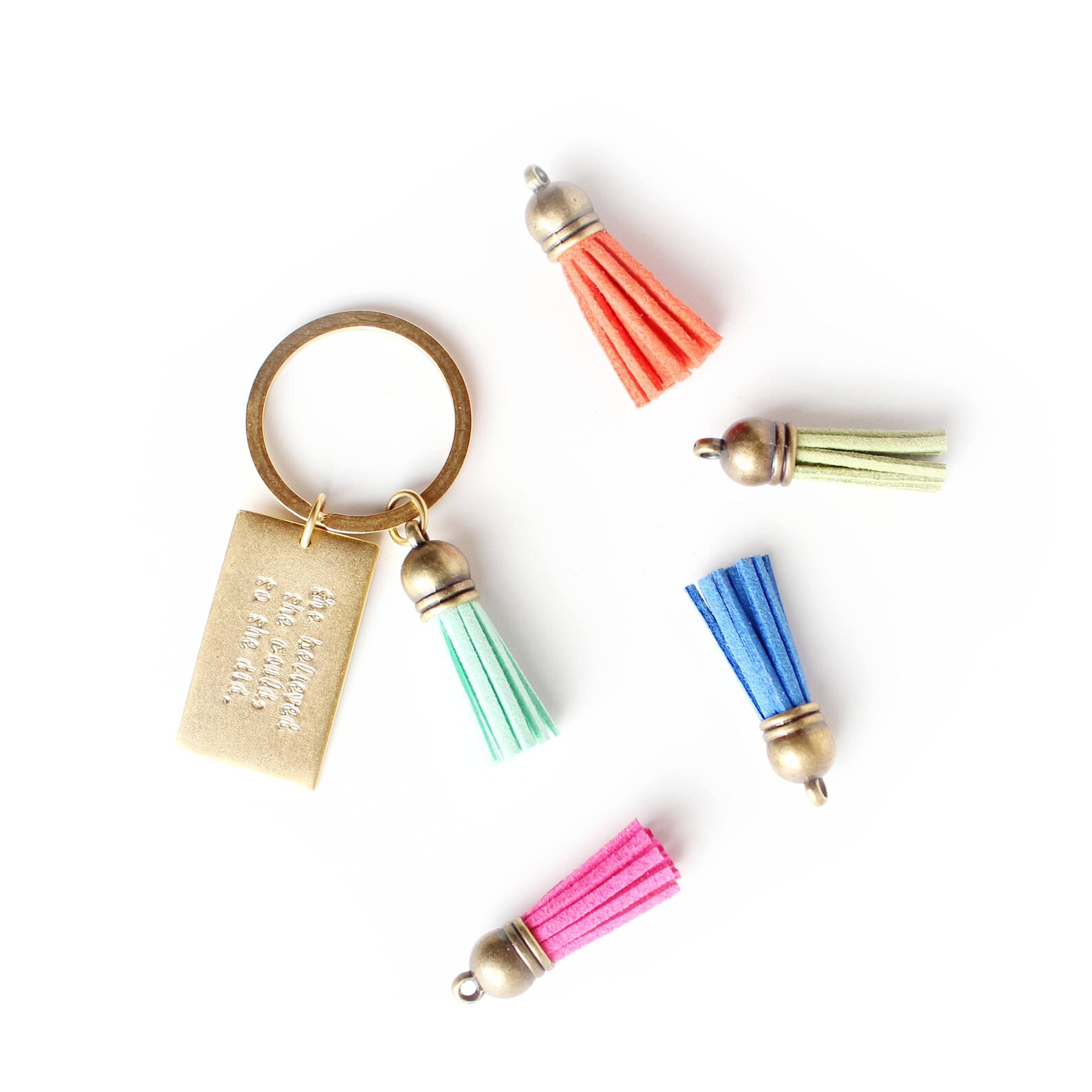 Tassel Keychain Personalized Keychain Custom Quote Keychain Etsy