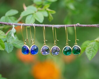 Crystal Birthstone Lightweight Gold Earrings | SImple Birthstone Jewelry | Bridesmaid Gift Idea