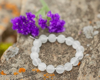 SELENITE | Chunky Meaningful Gemstone Bracelet | Gemstone Bracelet with Natural 10mm Beads