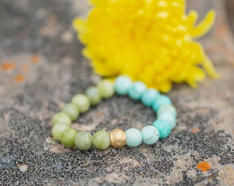 POWER OF 1 | Olive Jade + Peru Turquoise Bracelet |  Meaningful Gemstone Bracelet