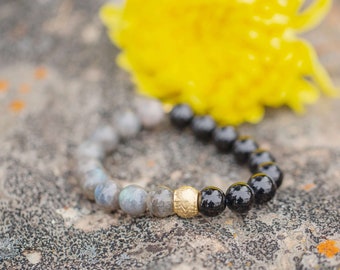 POWER OF 1 | Labradorite + Obsidian Bracelet |  Meaningful Gemstone Bracelet