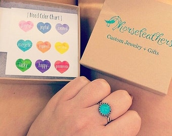 Small Silver Mood Ring | Adjustable Color Changing Ring Sizes 5–10