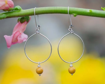 HOOP | Silver Gemstone Hoop Earrings