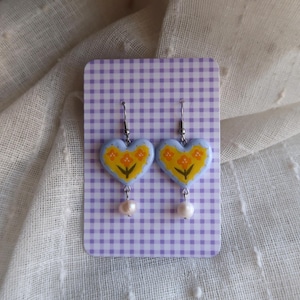 Floral Dangly Earrings | Handmade Clay Earrings