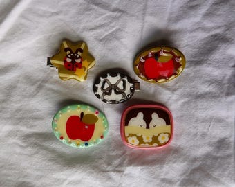 Hand-painted Polymer Clay Hair Clips | Unique and Whimsical Handmade Accessories