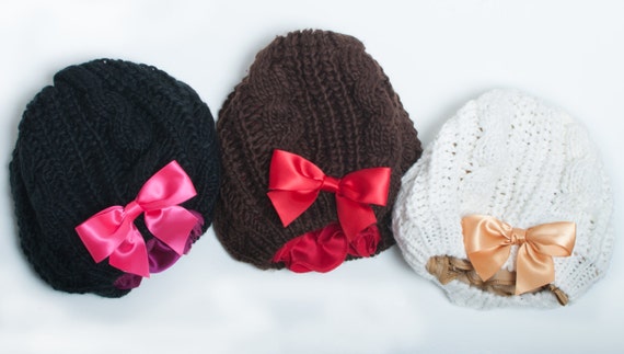 Brown Red Silk Lined Hat Natural Hair Slouchy Beanie Etsy