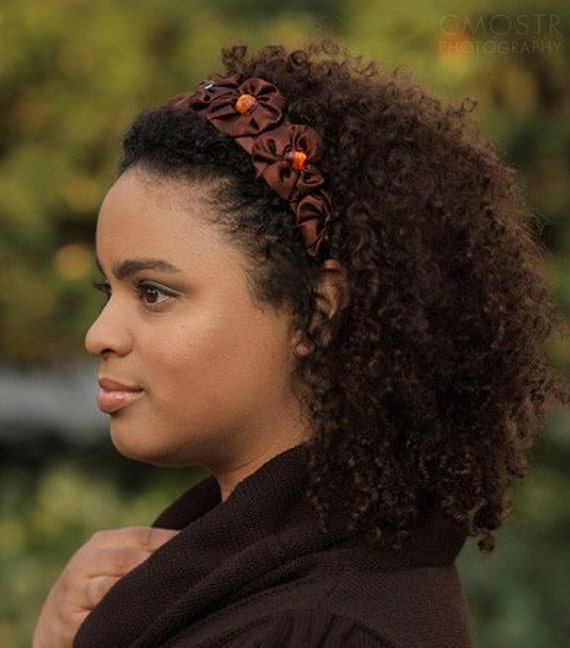 Items similar to Natural Hair Accessories, Brown Jewel ...