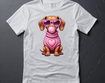 Dachshund Png, Sublimation Design, Sausage Dog Png, Funny Dog Png, Pink Bubblegum Png, Trendy Png, T-Shirt Design, Digital Download Png, DTF