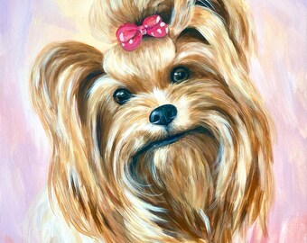 Hand-Painted Pet Portrait Memorial: Custom Acrylic Painting on Canvas
