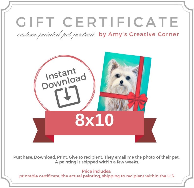 Instant Download gift certificate 8x10 size canvas custom