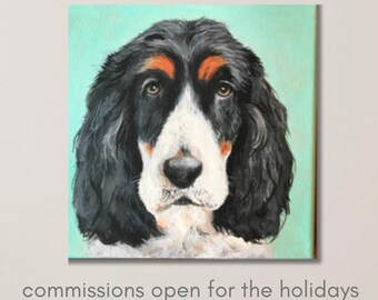 Handpainted Pet Portrait: Custom Acrylic Painting on Canvas (16x20 or 20x20)