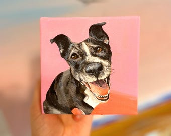 Handpainted Pet Portrait: Custom Acrylic Painting on Canvas