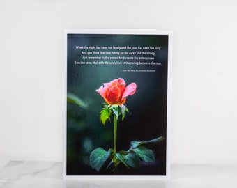 Red Rose Fine Art Greeting Card, The Rose Text, 5x7 Note Card, Blank Inside With Envelope,  Photo Art, Note Card,