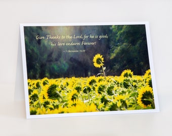 Fine Art Note Card, Scripture, Give Thanks, 5x7 Greeting Card, Blank Inside, With Envelope, Inspirational,