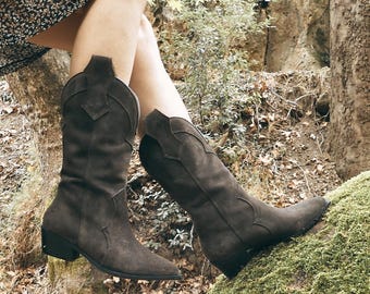 Suede Leather Western Boots | Elegant Handmade Cowboy Boots