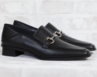 LEATHER MOCASSINS | Square-toe shoes | Heeled shoes | Classic shoes | shoes for women | Handcrafted greek shoes | Genuine leather