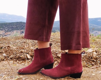 Wildleder Western Booties | Handgefertigte Ankle Boots