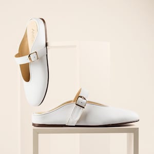 LEATHER BALLET MULES | Leather mules shoes | Handcrafted Greek shoes | Shoes for women | Comfort and stylish round-toe shoes