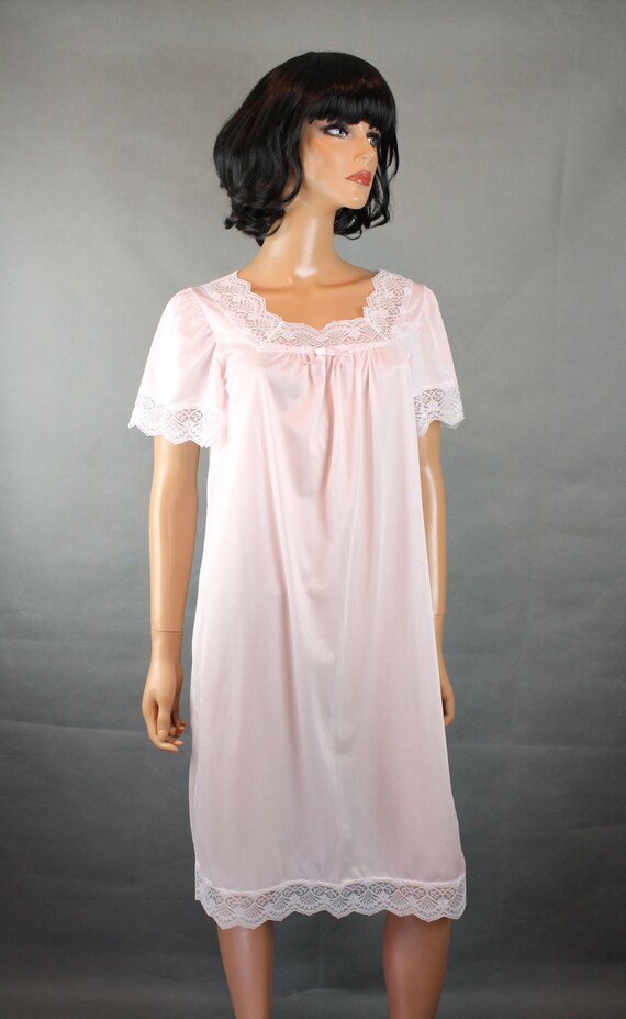 Shortie Nightgown Sz S Vintage Spotlight Pale Pin… - image 4