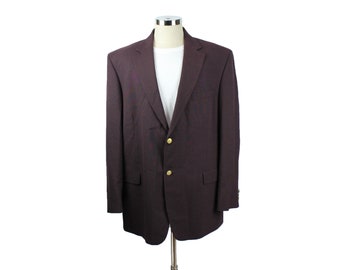 Vintage Blazer 48L Dark Plum Eggplant Purple Wool Blend Sports Coat Jacket