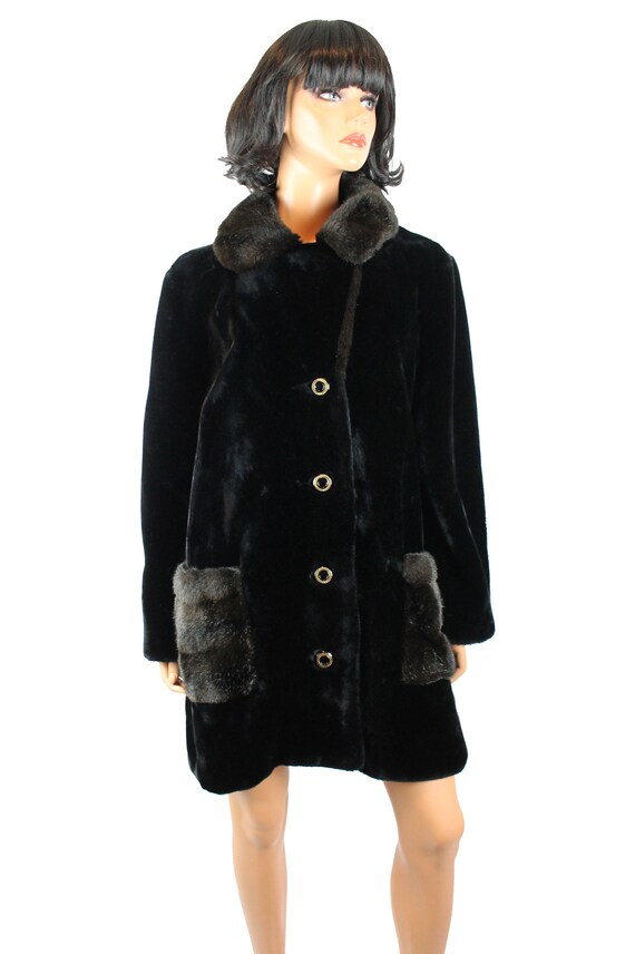 ジャケット・アウター vintage fake fur long coat Vintage dark brown/black faux fur coat by Cloud Nine sz