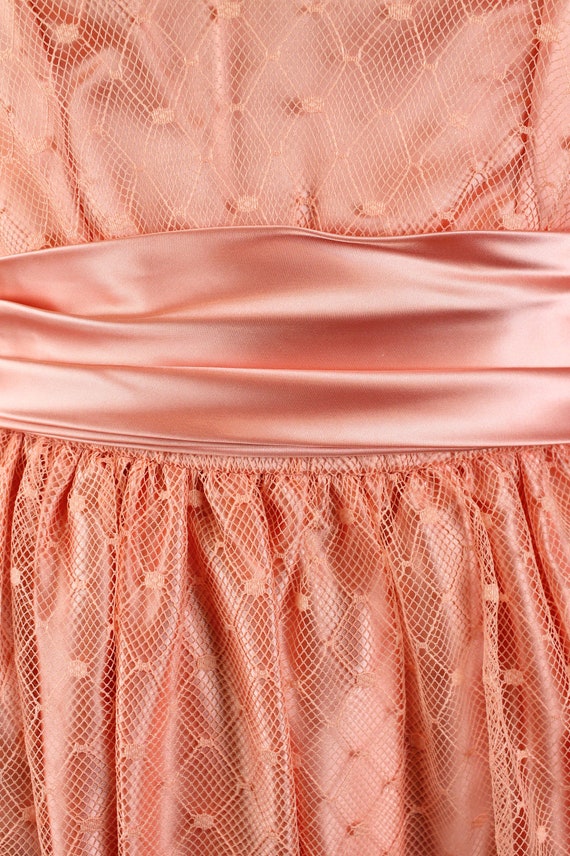 80s Prom Dress Jrs XS Vintage Pinkish Peach Lace … - image 4