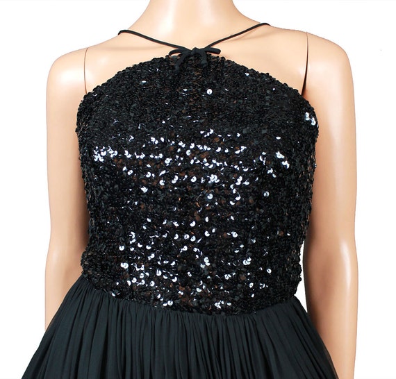 balmain little black dress Black Voile Draped Mini Dress main image 0