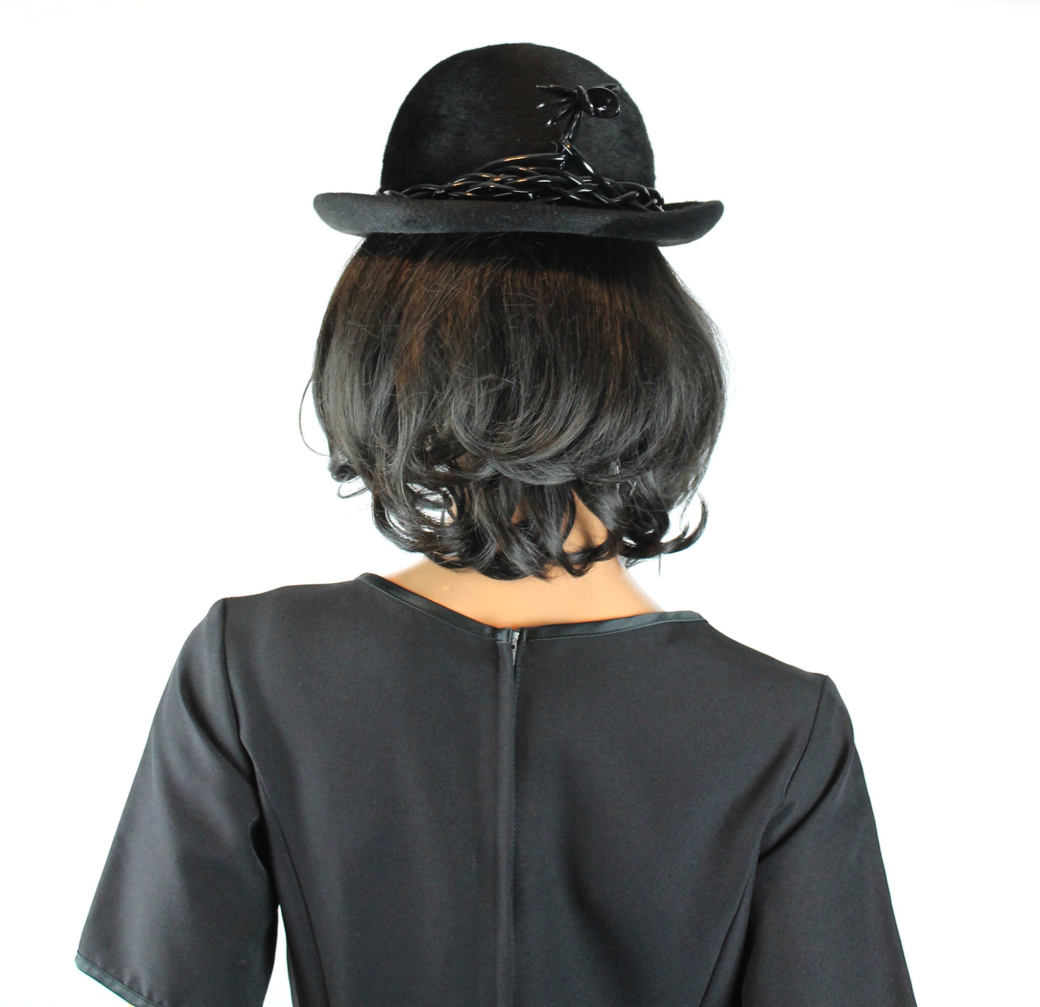 Christian Dior Hat Sz S Vintage 70s Black Fur Felt Vinyl