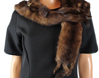 50s Mink Stole Vintage 3 Pelt Dark Brown Real Fur Whole 50s Mink Stole Vintage 3 Pelt Dark Brown Real Fur Whole