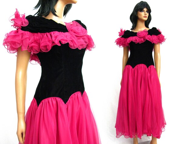 pink 80s prom dress