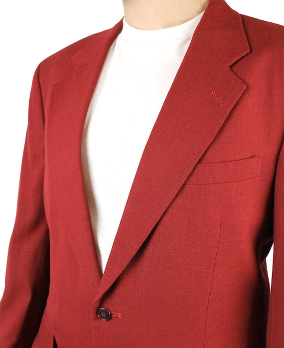 Vintage 80s Blazer 40S Dark Rust Red Sports Coat … - image 2