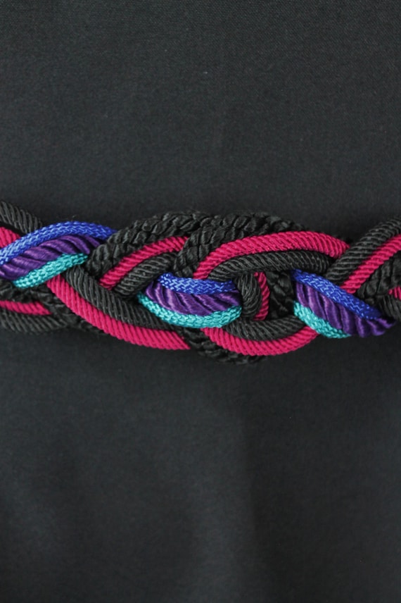Baby Pink Braided Rope Stretch Belt Vintage 80s Blush Pink Braided Belt – OMNIA main image 4