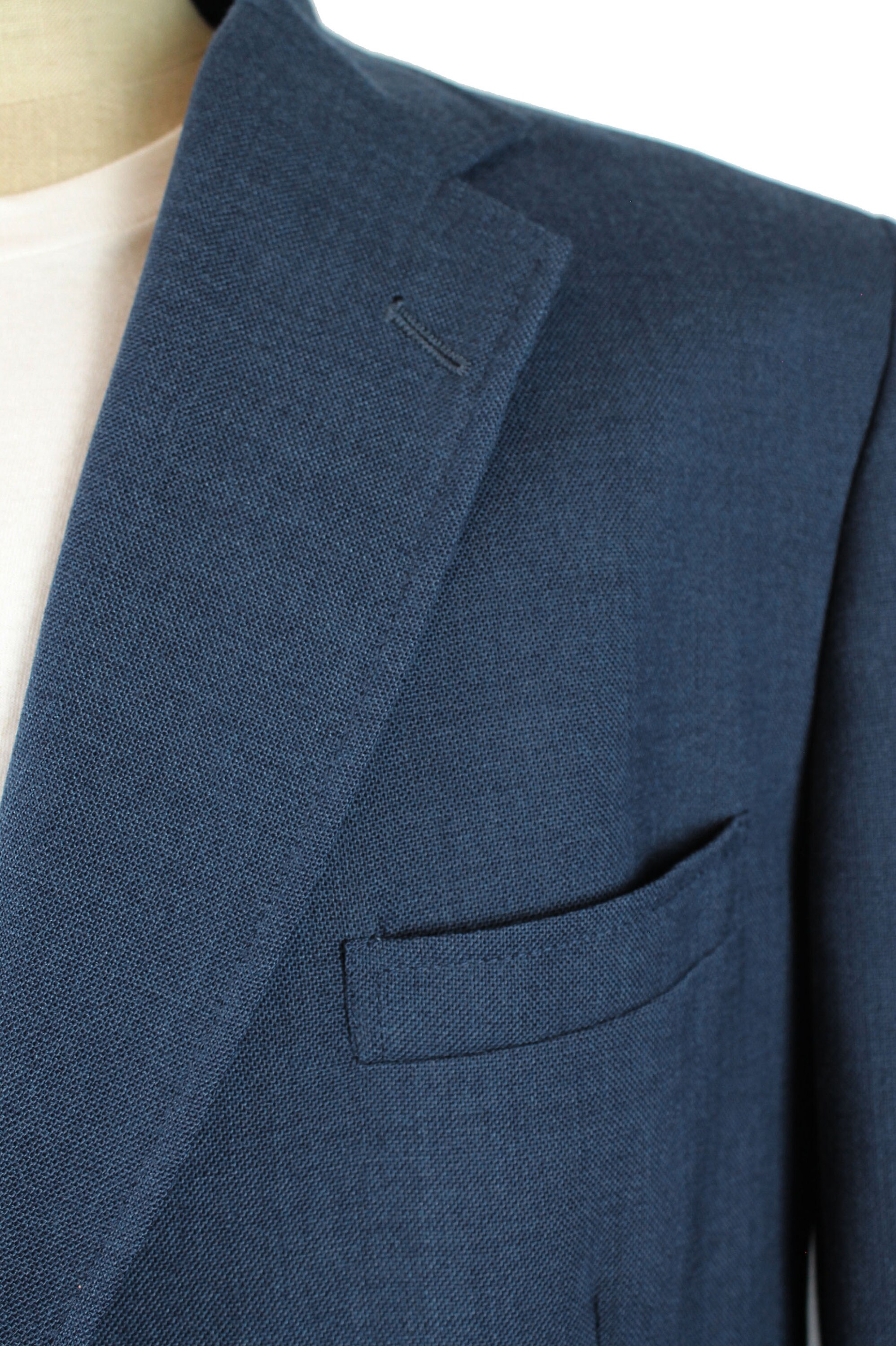 Vintage 80s Blazer 42S Stafford Solid Blue Wool Blend Mens Jacket 