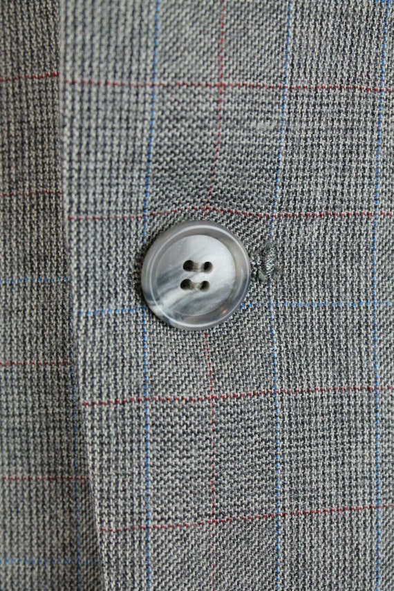 Glen Check Blazer 38R Vintage Gray Wool Blend Che… - image 2