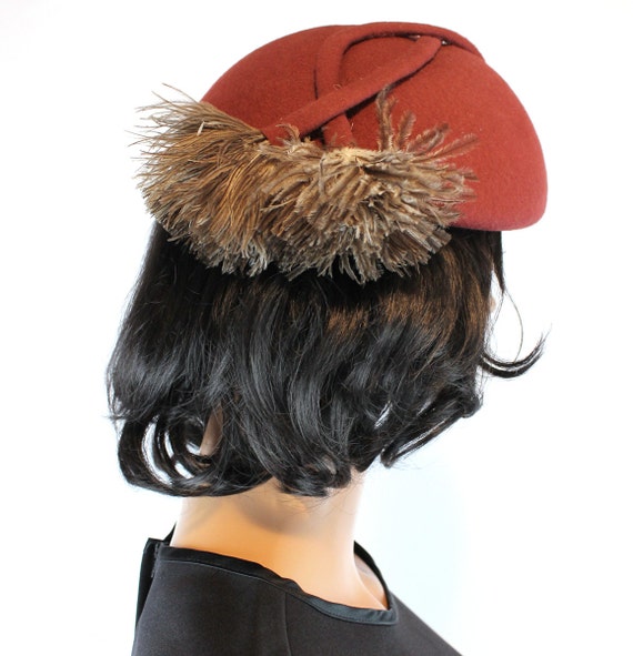 Vintage Calot Hat Sz L Rust Brown Wool Fawn Felt O
