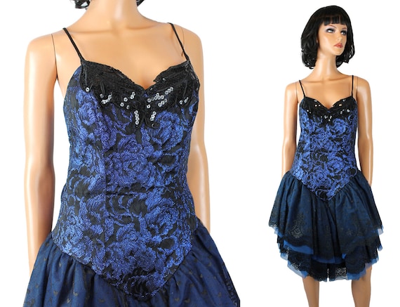 blue 80s prom dress
