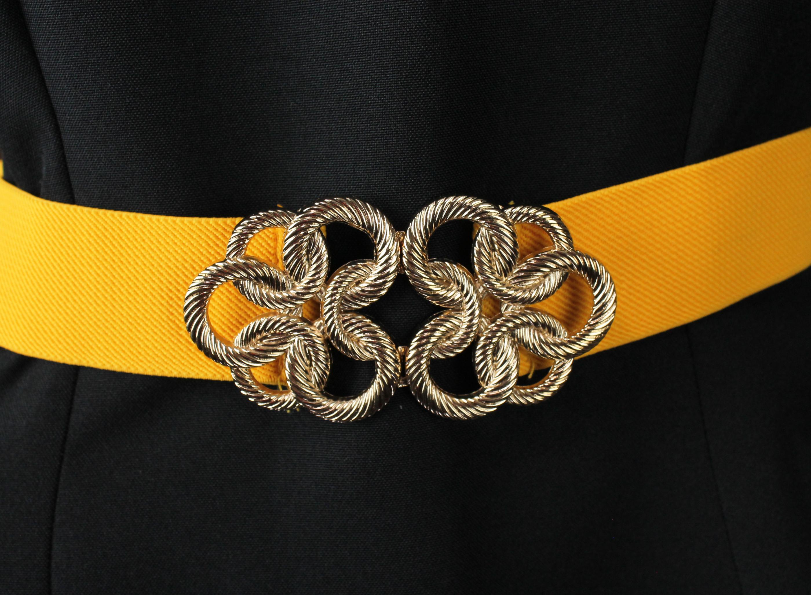 Vintage Elastic Buckle Yellow Belt Size S/M Yellow Vintage Belts for sale | eBay main image 3
