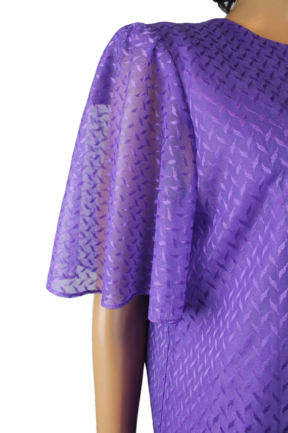 80s Cocktail Dress Sz L Vintage Purple Sheer Chif… - image 5