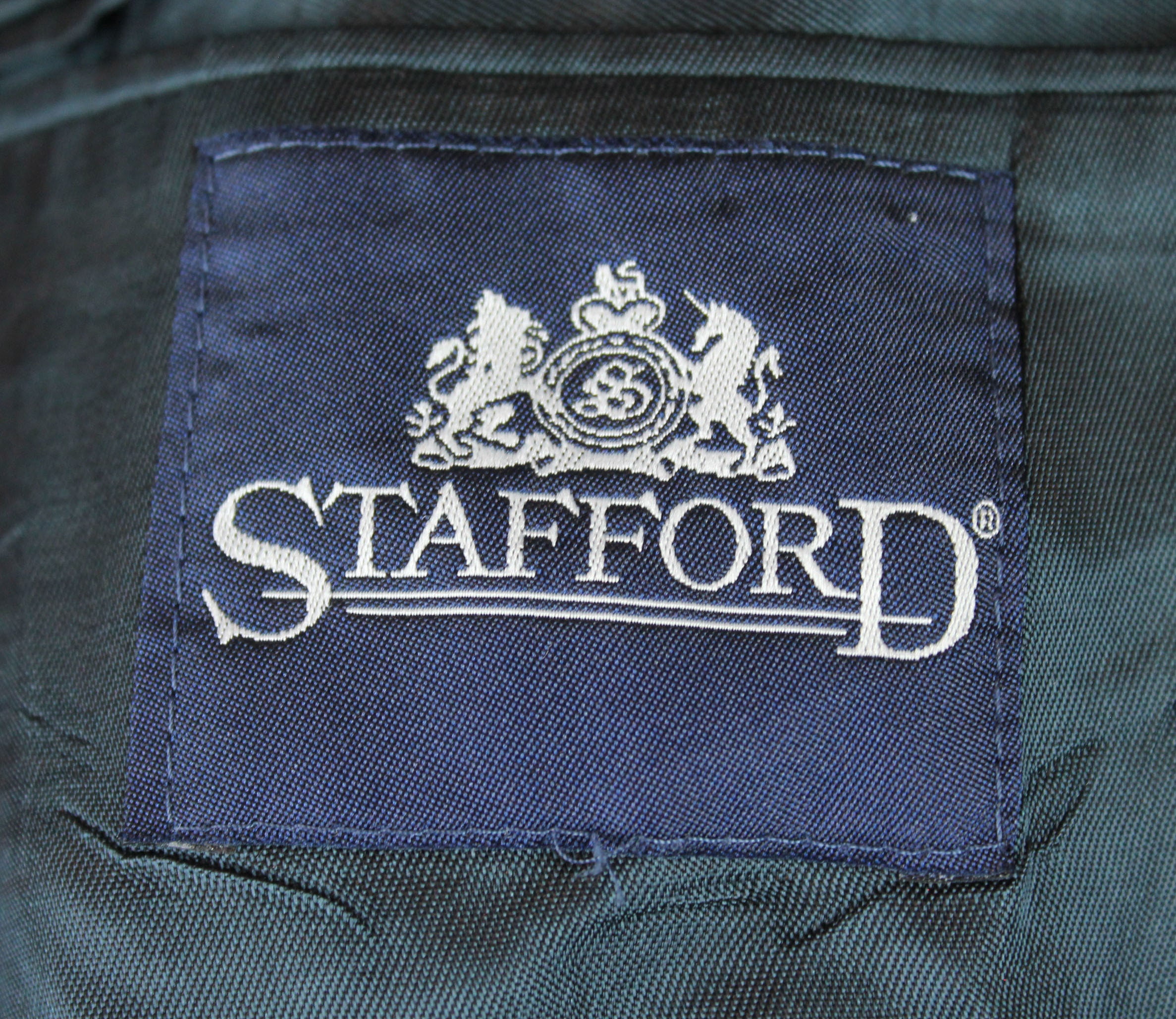 Vintage 80s Blazer 42S Stafford Solid Blue Wool Blend Mens Jacket 
