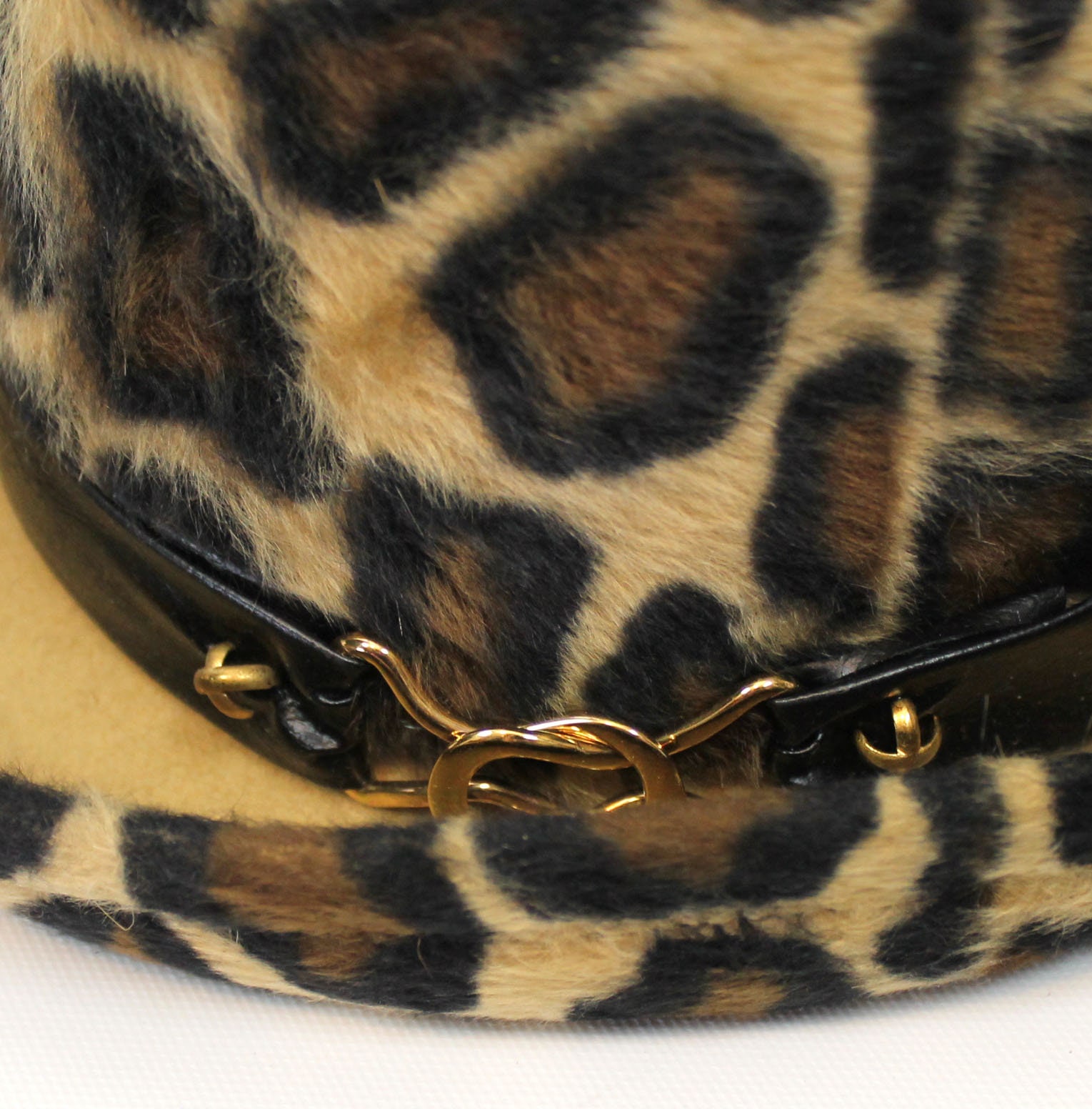 【送料&関税込】Saint Laurent Animal Print Fedora Hat Yves Saint Laurent Bumper Hat Sz M 7 Vintage 70s Fur Felt