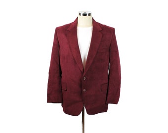 Faux Suede Blazer 42R Vintage 70s Ultrasuede Dark Wine Red Sports Coat Jacket