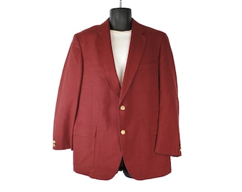 Vintage Mens Blazer 42R 80s Dark Brownish Pink Wool Blend Jacket Sports Coat