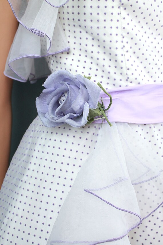 One Shoulder Prom Dress XS Vintage White Chiffon … - image 3