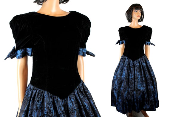 flocked velvet prom gown