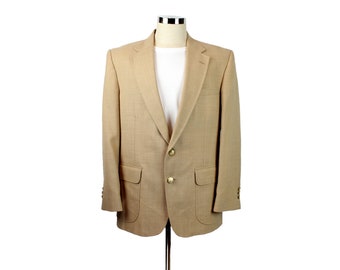 Vintage 80s Blazer Sz 42R Stafford Light Brown Tan Wool Blend Jacket Sports Coat