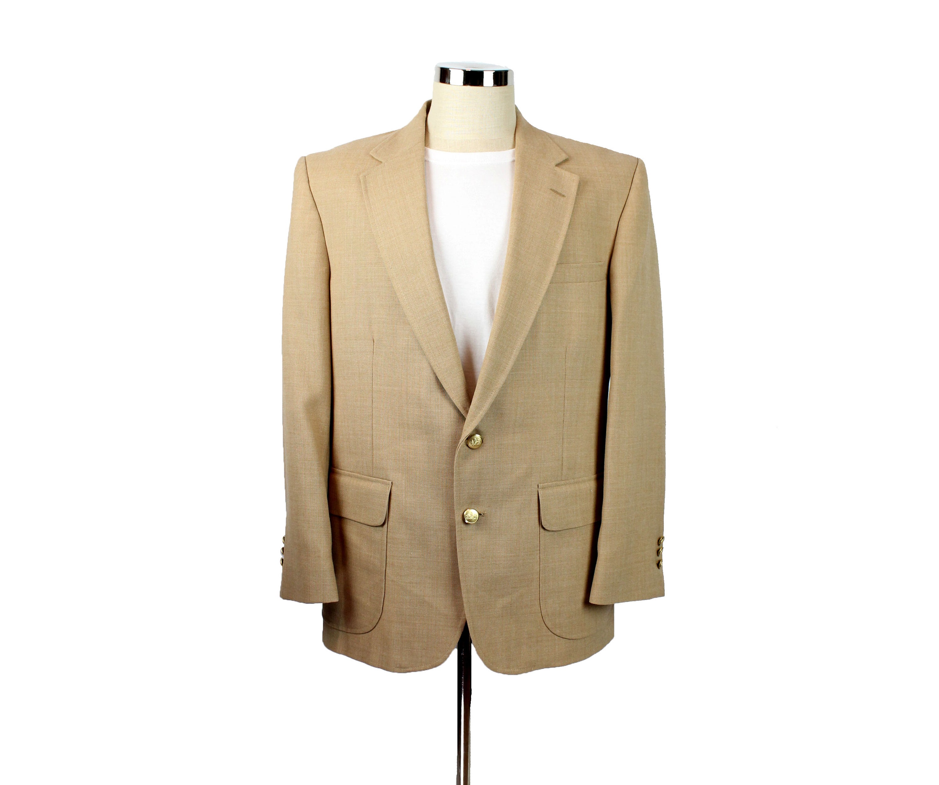 Vintage 80s Blazer Sz 42R Stafford Light Brown Tan Wool Blend 