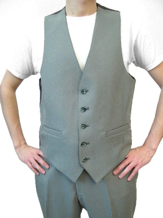 Vintage 3 Piece Suit 41L 37x32 70s Blazer Vest Pa… - image 6