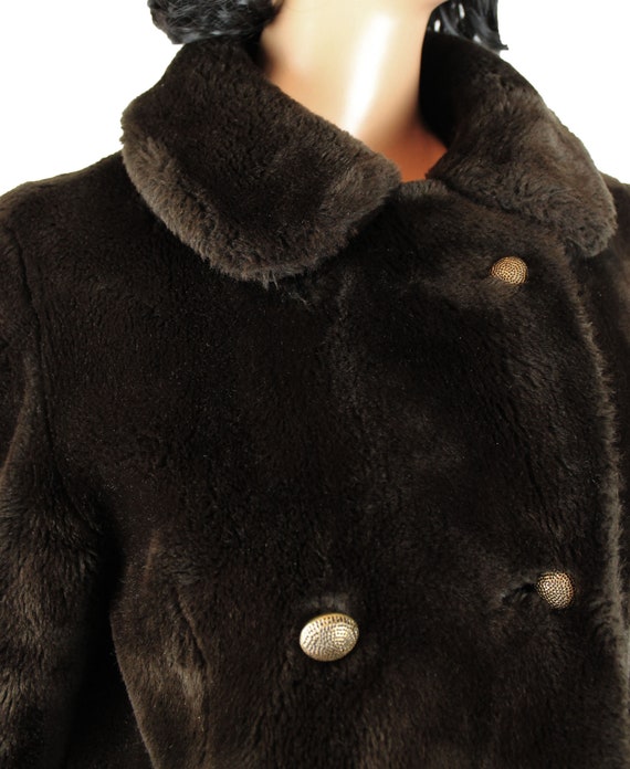 Buy Faux Fur Trench Coat Sz M Vintage 70s Dark Brown Borgana Long 